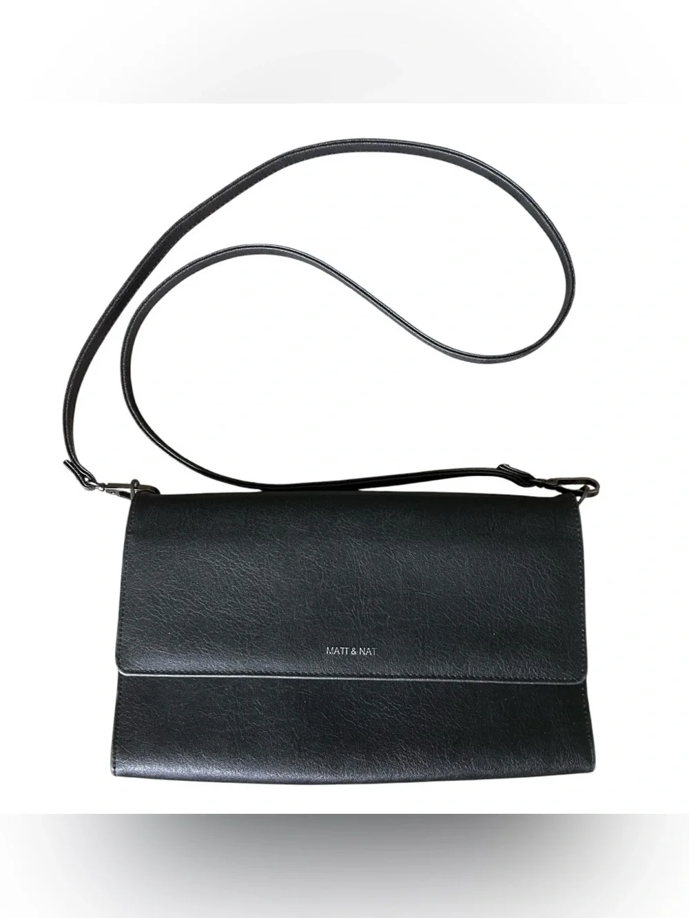 Matt & Nat Black Vegan Leather Flap Crossbody Bag